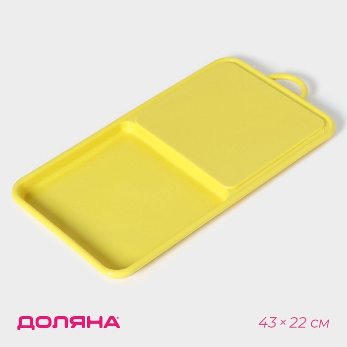 Доска разделочная с лотком Доляна «Симплекс», 43×22×2 см, цвет МИКС Доска разделочная с лотком Доляна «Симплекс», 43×22×2 см, цвет МИКС
