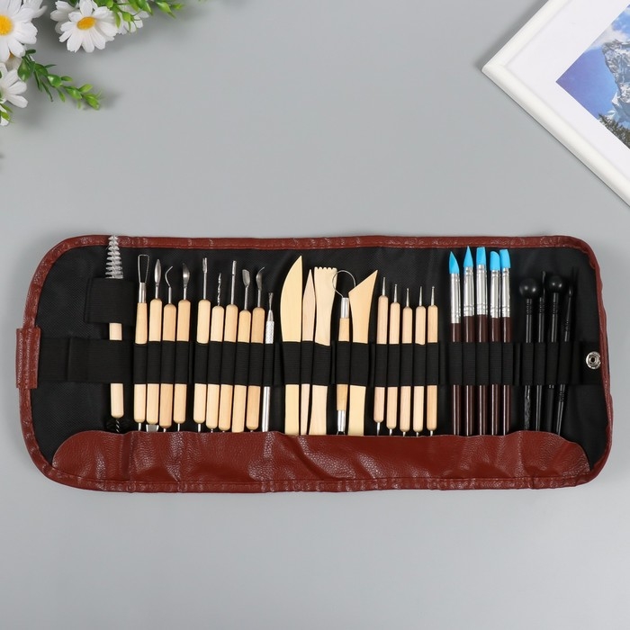 Инстументы для лепки и творчества, набор 30 предметов 8х8х21 см Инстументы для лепки и творчества, набор 30 предметов 8х8х21 см