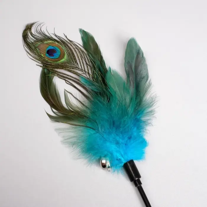 Дразнилка &laquo;Перо павлина&raquo; с бубенчиком, ручка 49 см, МИКС