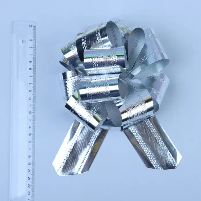 Бант-шар №5 полоска, серебро