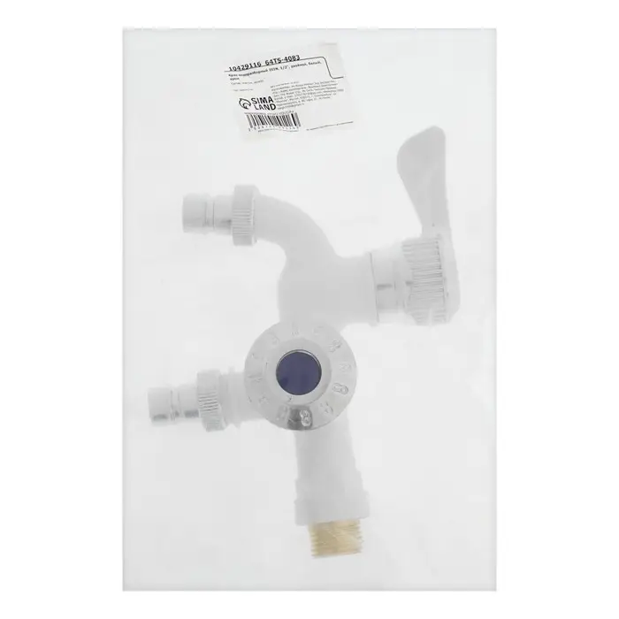 Кран водоразборный ZEIN, 1/2", двойной, белый, хром