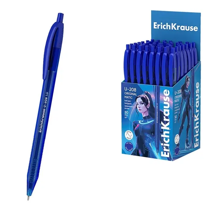 Ручка шариковая автоматическая ErichKrause U-208 Original Matic, игольчатый узел 1,0 мм, чернила синие, ультра-мягкое письмо Ручка шариковая автоматическая ErichKrause U-208 Original Matic, игольчатый узел 1,0 мм, чернила синие, ультра-мягкое письмо