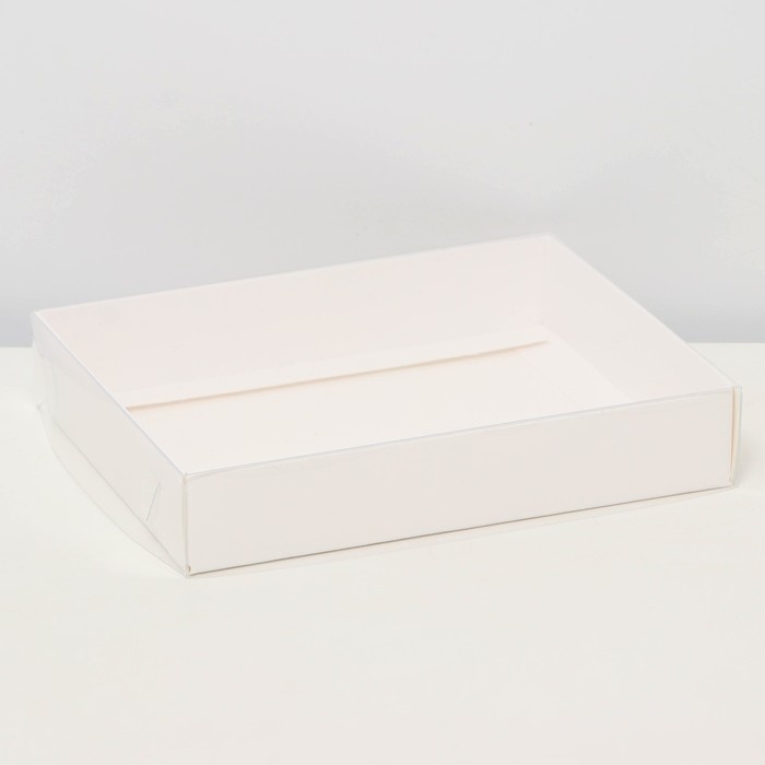 Коробочка сборная с прозрачной крышкой 16×13×3 см, белая Коробочка сборная с прозрачной крышкой 16×13×3 см, белая