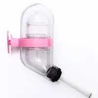 Поилка для грызунов, 60 мл, 12&times;4 см, с розовым креплением, прозрачная