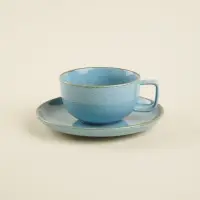 Чайная пара SL Home &laquo;Аззура&raquo;, 2 предмета: чашка 300 мл, блюдце d=16.7 см, фарфор, бирюзовая