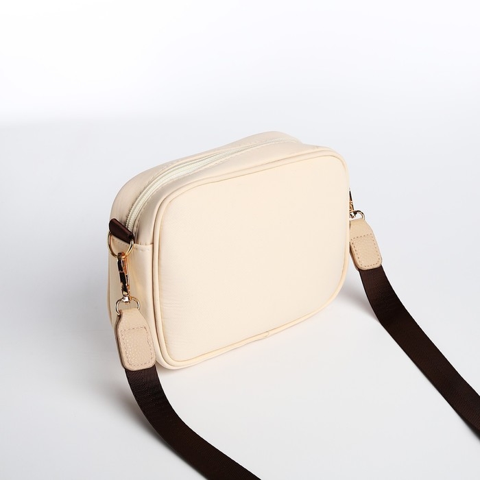 Сумка женская молодёжная текстильная NK, 19х14х6 см, бежевый цвет Сумка женская молодёжная текстильная NK, 19х14х6 см, бежевый цвет