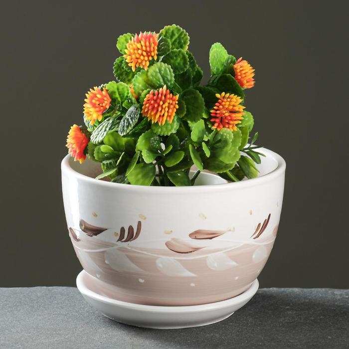 Горшок цветочный Горшок цветочный "Антик" ваниль, 0,75л