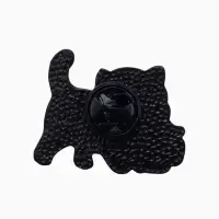 Значок &laquo;Кошка с котёнком&raquo;, серо-белый в чёрном металле