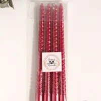 Свечи витые, 2.2&times;30 см, 4 шт., рубиновый металлик