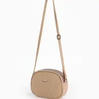 Сумка женская кросс-боди на молнии, 19&times;7&times;15 см, со стёжкой, бежевая