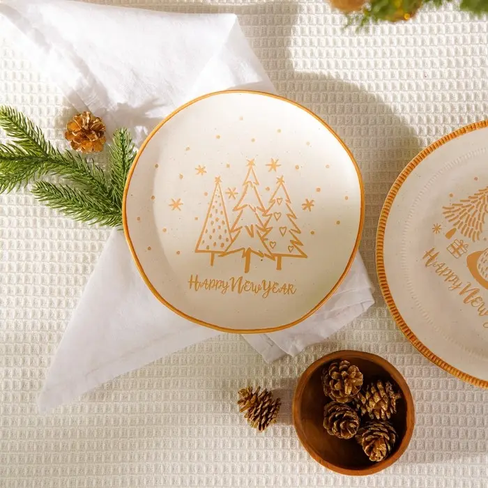 Тарелка SL Home &laquo;С Новым Годом&raquo;, d=21 см, фарфор, белая