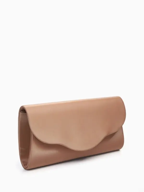 Сумка-клатч женская вечерняя на магните, на цепочке, однотонная, бежевая