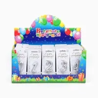 Свечи для торта цифры &laquo;Серебряные&raquo;, 50 штук в шоу-боксе