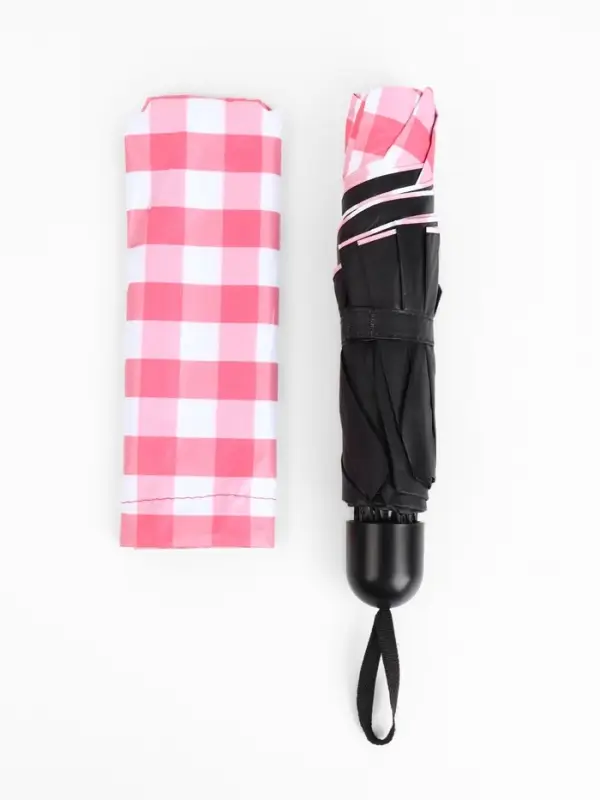 Зонт механический &laquo;Клетка&raquo;, эпонж, 4 сложения, 8 спиц, R=48/55 см, d=96 см, МИКС