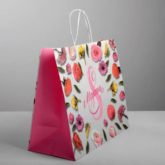 Пакет подарочный крафт, упаковка, &laquo;С 8 Марта&raquo;, 32 х 28 х 15 см