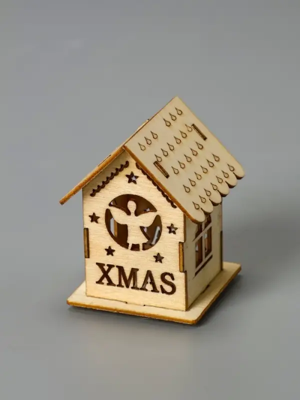 Ёлочная игрушка &laquo;Домик с ангелом&raquo;, 6&times;4.5&times;4.5 см, от батареек, свечение тёплое белое