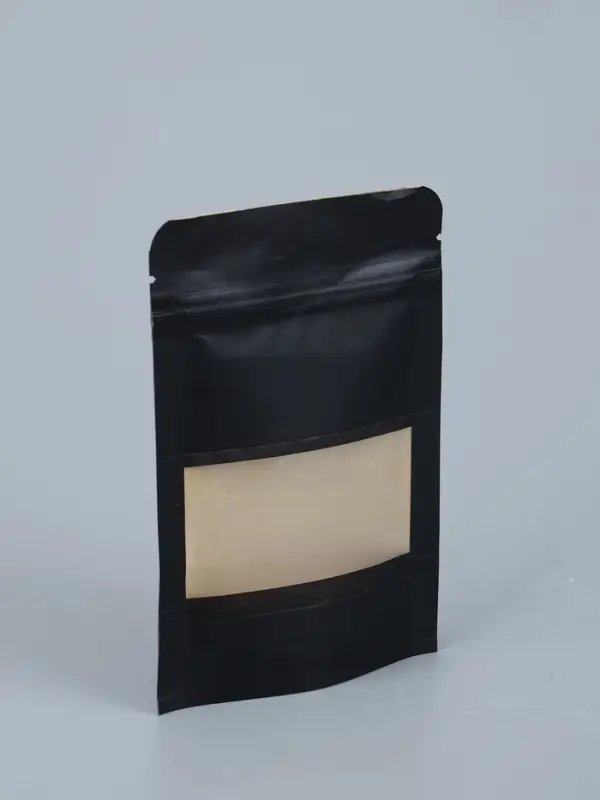 Пакет Zip-lock Крафт с прямоугольным окном, черный,10&times;15&times;3 см