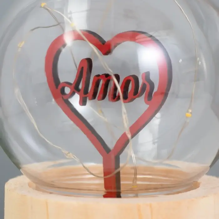 Фигурка светящаяся RISALUX &laquo;Сердечко&raquo;, LED-ночник, 3&times;AG10, шар-8 см, 6.5&times;6.5&times;11.5 см