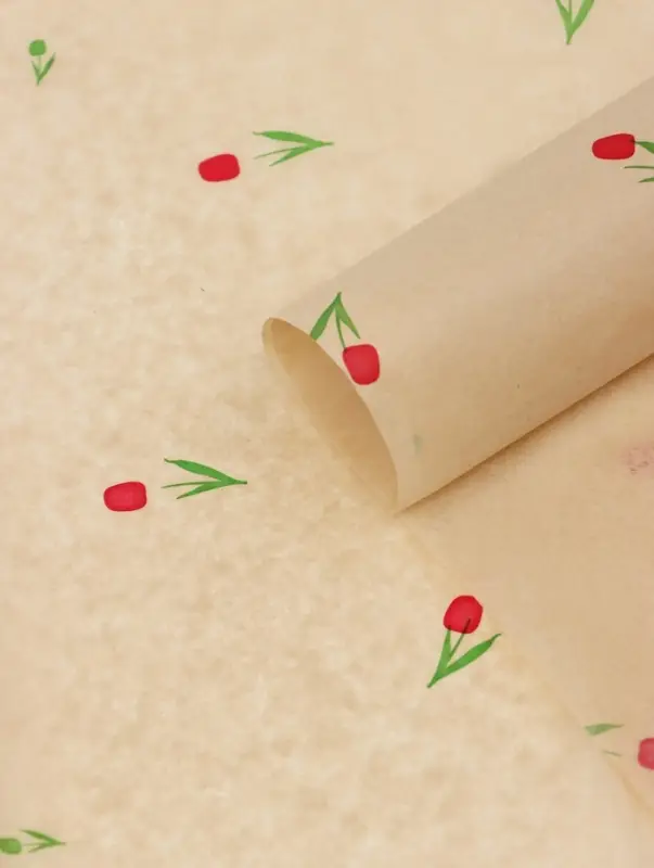 Бумага упаковочная тишью, &laquo;Цветы&raquo;, желтый, 50 см &times; 70 см 17 грамм