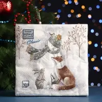 Салфетки новогодние бумажные Home Collection Classic &laquo;Снеговик и его друзья&raquo;, 3 слоя, 33&times;33 см, 20 шт.