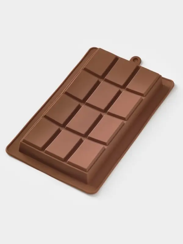 Форма для дубайского шоколада Форма для дубайского шоколада "Плитка" 25,5x15x2,5 см, цвет коричневый
