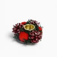 Свеча новогодняя с подсвечником &laquo;Блеск&raquo;, набор 4 шт., 3.5&times;11&times;15 см, красная