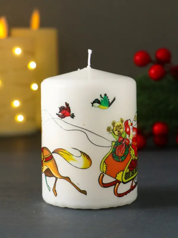 Свеча новогодняя пеньковая "Три коня" 6х6х8 см