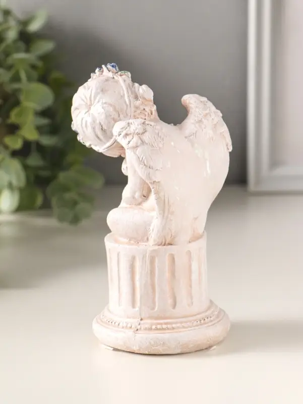 Фигура полистоун "Ангелочек на колонне" 14х7,5х7 см