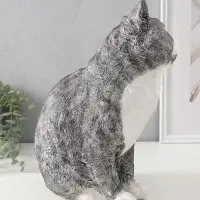 Фигурка (гипс) Кошка Серая. Высота 31,5 см, Ширина 16 см, Длина 24 см.