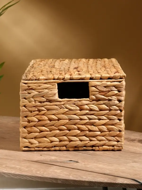 Корзинка прямоугольная с крышкой, 40×25×18 см, водный гиацинт Корзинка прямоугольная с крышкой, 40×25×18 см, водный гиацинт