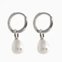Серьги жемчуг "Бусина на ножке", цвет белый в серебре