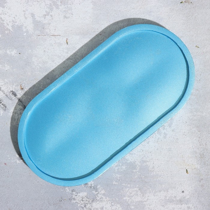 Подсвечник овальный из гипса,17,5х9х1,5см,голубой Подсвечник овальный из гипса,17,5х9х1,5см,голубой