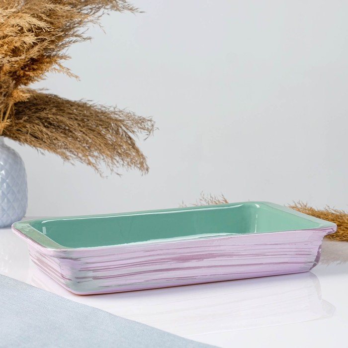 Емкость для запекания Емкость для запекания "Борисовская" прямоугольная средняя, лаванда, 1,5л / 18,5х32,5х5см