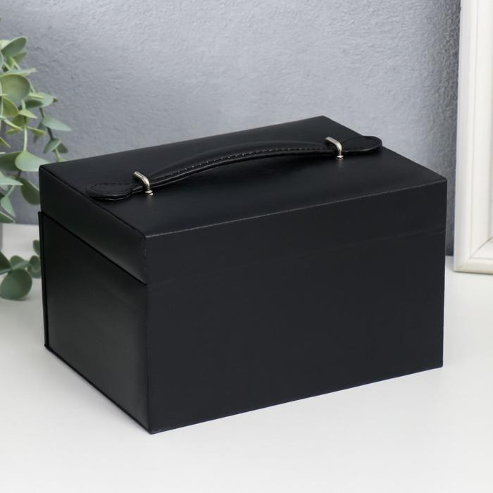 Шкатулка кожзам для украшений сундук Шкатулка кожзам для украшений сундук "Гладкость. Матовый чёрный" 11х18х13,7 см