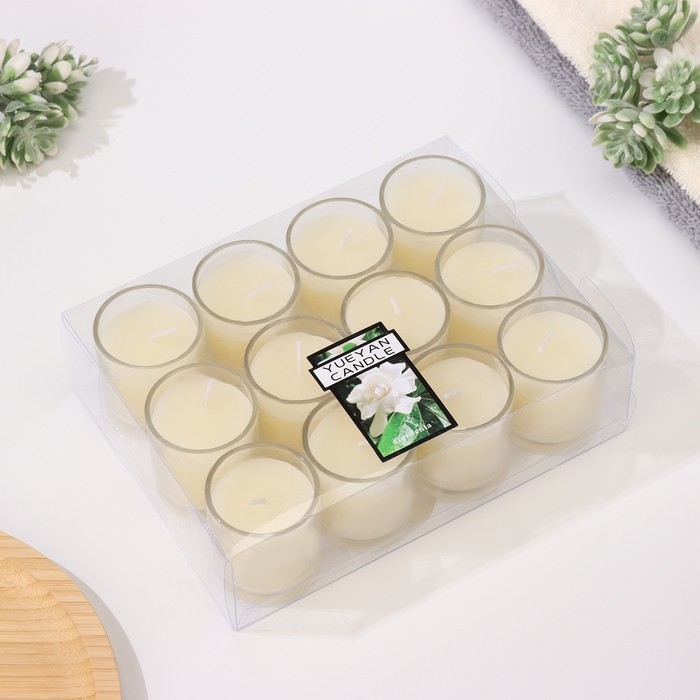 Набор свечей ароматических в стакане  Набор свечей ароматических в стакане "Гардения жасминовидная", 12 шт, 4,5х5 см