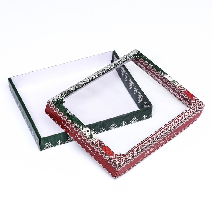 Новый год. Коробка сборная крышка-дно с окном, Новый год. Коробка сборная крышка-дно с окном, "Скандинавия", 26 х 21 х 4 см.