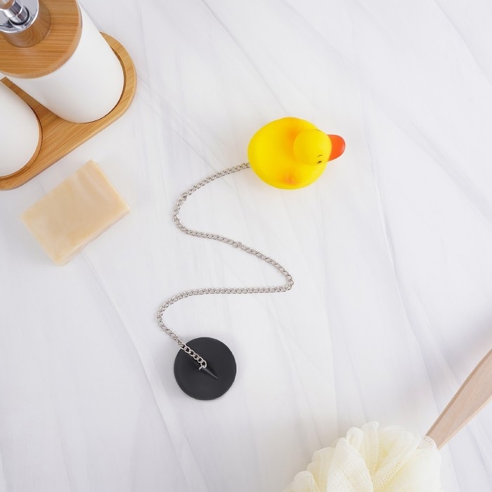 Пробка для ванны с игрушкой Доляна «Утёнок», (диаметр верха 5,1 см, низа 4,6 см), цепочка 40 см Пробка для ванны с игрушкой Доляна «Утёнок», (диаметр верха 5,1 см, низа 4,6 см), цепочка 40 см