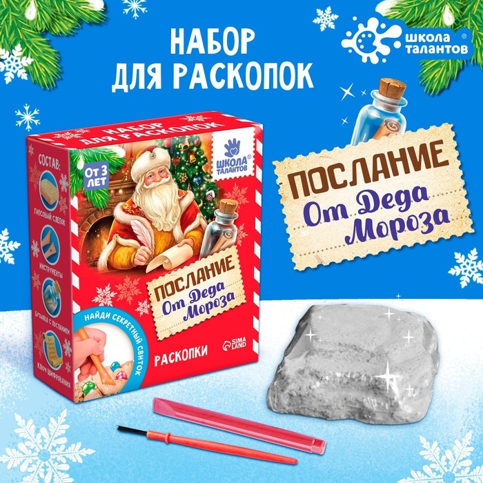 Набор для раскопок «Послание от Деда Мороза» бутылочка, камни Набор для раскопок «Послание от Деда Мороза» бутылочка, камни