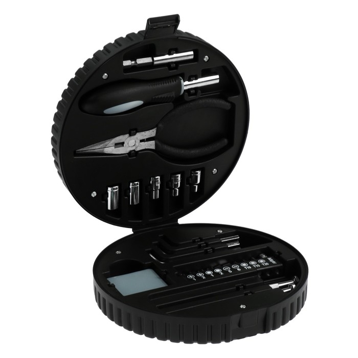 Набор инструментов ТУНДРА, подарочный пластиковый кейс Набор инструментов ТУНДРА, подарочный пластиковый кейс "Колесо", 24 предмета