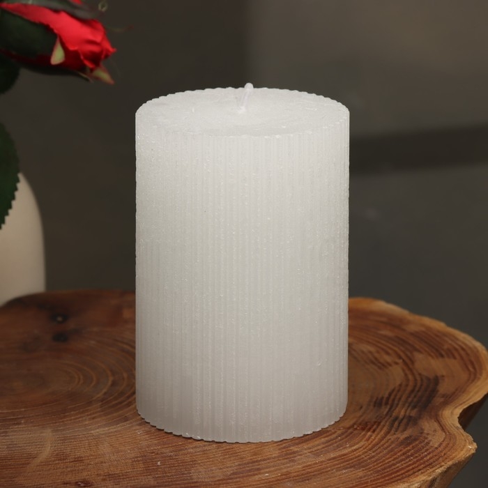 Свеча "Рельеф", 7&times;10см, перламутровый металлик