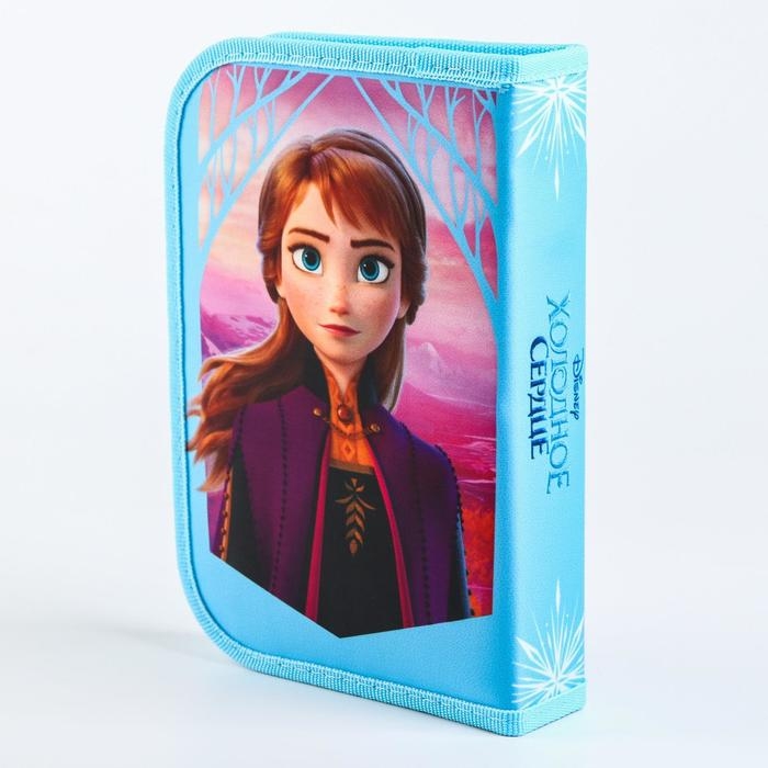 Пенал каркасный, 1 секция, 140х210х40 мм, откидной карман, тканевый, Холодное сердце Пенал каркасный, 1 секция, 140х210х40 мм, откидной карман, тканевый, Холодное сердце