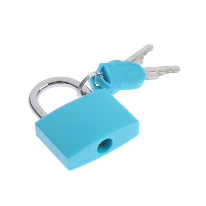 Замок навесной для чемодана, средний, 30х42 мм, бирюзовый Замок навесной для чемодана, средний, 30х42 мм, бирюзовый