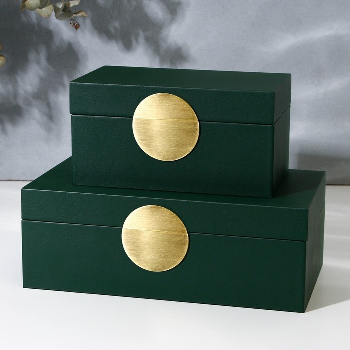 Шкатулка для украшений «Изумруд» экокожа, набор 2 шт. Шкатулка для украшений «Изумруд» экокожа, набор 2 шт.