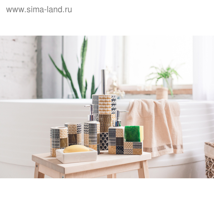 Набор аксессуаров для ванной комнаты «Геометрия», 6 предметов (мыльница, 2 дозатора для мыла, 2 стакана, ёрш) Набор аксессуаров для ванной комнаты «Геометрия», 6 предметов (мыльница, 2 дозатора для мыла, 2 стакана, ёрш)