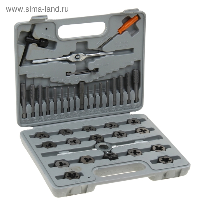 Набор метчиков и плашек Sparta, М3 - М12, 40 шт в наборе Набор метчиков и плашек Sparta, М3 - М12, 40 шт в наборе