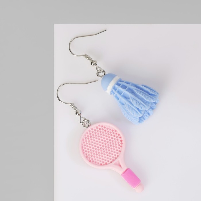 Серьги ассорти «Радость» ракетка и волан, цвет сине-розовый в серебре Серьги ассорти «Радость» ракетка и волан, цвет сине-розовый в серебре