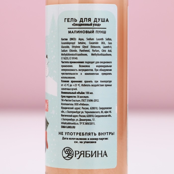 Гель для душа «Волшебной зимы», 100 мл, аромат малиновый пунш, Новый Год