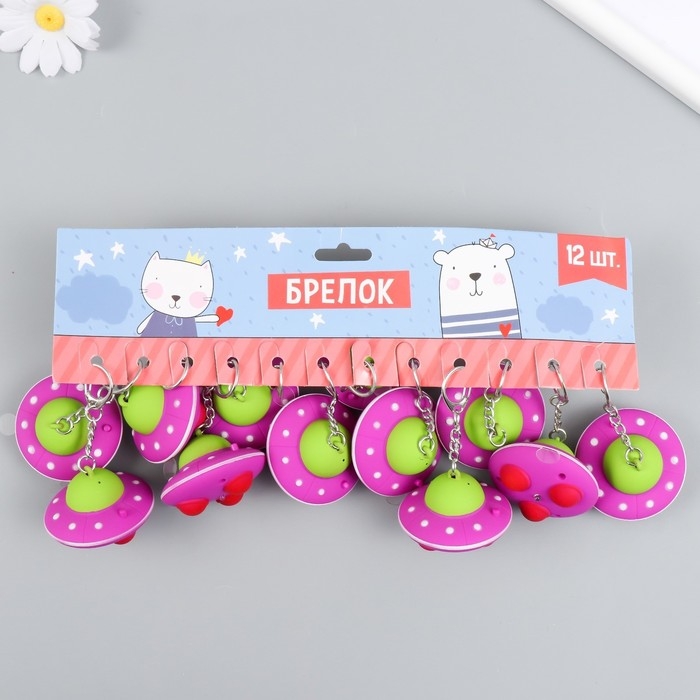 Фонарик кричалка на кольце Фонарик кричалка на кольце "НЛО" 5,2х5,2х3,5 см