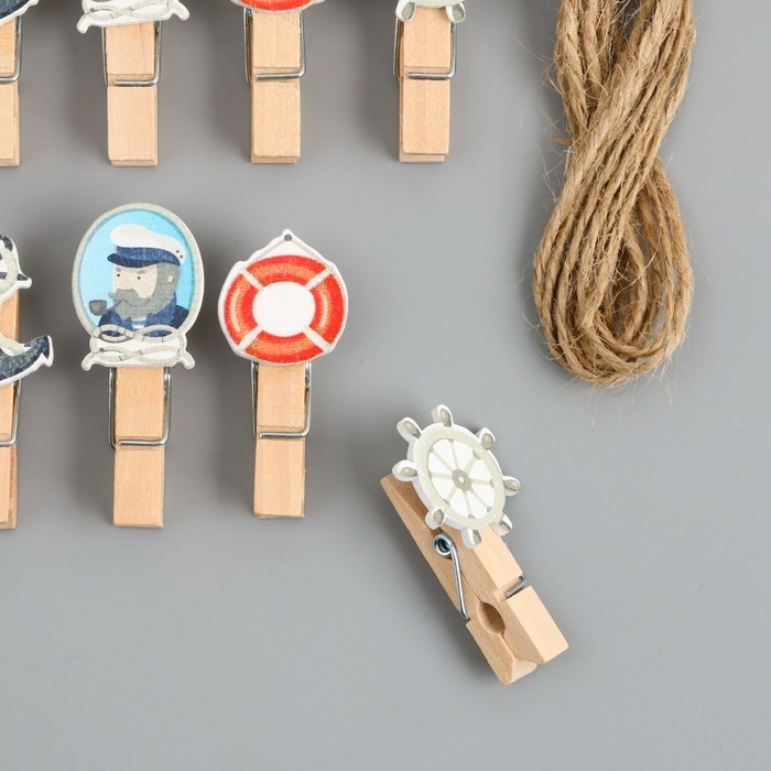 Декор для творчества дерево Декор для творчества дерево "Прищепка. Капитан корабля" набор 10 шт 4х1,8х1,2 см