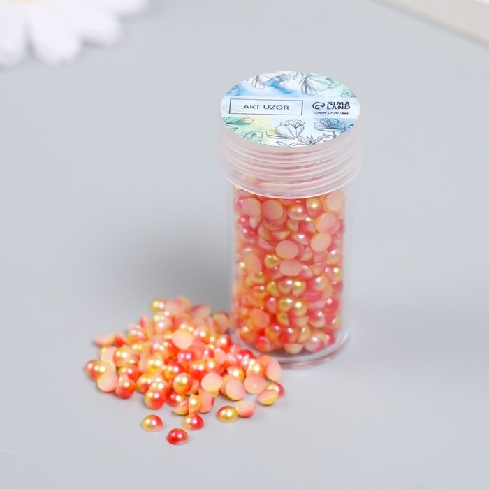 Декор Декор "Полубусины и стразы. Градиент оранжево-жёлтый" d=4 мм 10г 200 шт 5х2,5 см, МИКС